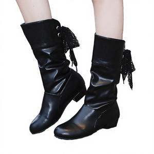 Botas de media pantorrilla para mujer, estilo punk, tallas grandes, moda otoño invierno primavera, color liso, suela de goma, botas de primavera - Product Image 3