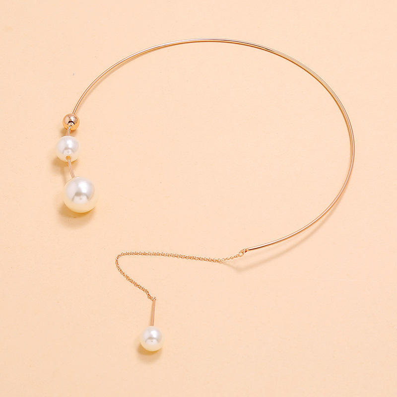 Trendy Big White Imitation Pearl Choker Necklace Wholesale