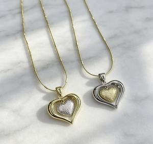 Collar con Colgante de Corazón Abierto Chapado en Oro de 18K, 2 Estilos, Amuleto de Corazón, Joyería de Moda para Mujer, Venta al por Mayor - Product Image 2