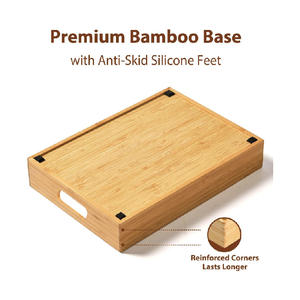 Organisateur d'armoires de cuisine pour couvercles de conteneurs de stockage des aliments, avec séparateurs réglables, <span class=keywords><strong>tiroir</strong></span> en bambou - Product Image 2