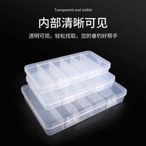 Boîte à leurres transparente en plastique à six compartiments, étui de rangement portable pour matériel de pêche à un seul côté avec trou de suspension - Product Image 3