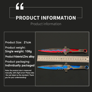 Coltello VCT LOCK Valorant Luminoso al Buio Rosso Blu Bicolore con Incisione Ondulata per Collezione e Regalo - Product Image 2