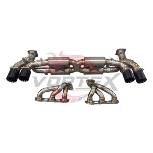Vortex Premium Natural Titanium Catback for Porsche 911 991.2 Turbo S Valvetronic Exhaust Pipe with Exhaust Manifold Headers - Product Image 2