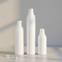 Flacon pompe sans air cylindrique en PP 15ml/30ml/50ml, pulvérisateur à fine brume blanc, sérigraphié, pour sérum de soin et cosmétiques
