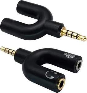 Hot Sale 3.5mm 1 input 2 output Jack Audio Splitter /3.5mm audio headphone microphone splitter cable adapter for Speaker