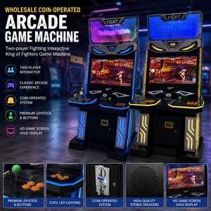 Bornes d'arcade rétro de combat vidéo personnalisables de 32 pouces à monnayeur, double joystick, 2 joueurs, avec fonction de poussée de pièces universelle - Product Image 2