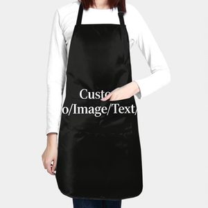 Adjustable Custom Logo Cotton Polyester Pure Color Black Cooking Food <b>Aprons</b> <b>Kitchen</b> Man <b>Women</b> Garden Bib Chef - Product Image 2