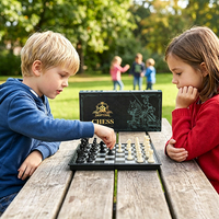 Jeu d'échecs magnétique pliable 25cm 5.2cm Roi ABS Métal Pochette en daim Pro Voyage École Jeu Stratégie Logique Éducatif Loisir Kit