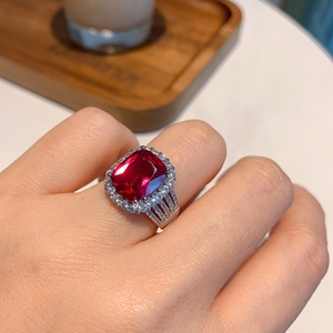 Vintage Fashion Jewelry Eco-friendly Copper 10*12mm Multicolor Cubic Zirconia Gemstone <b>Rings</b> Sparkly for Women Statement Gift - Product Image 1