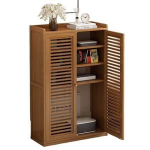 <span class=keywords><strong>Meuble</strong></span> de <span class=keywords><strong>rangement</strong></span> haut de gamme en bambou pour routeur, organisateur de boîtier WiFi, gestion des multiprises avec étagère et portes à persiennes pour la maison et le bureau - Product Image 4
