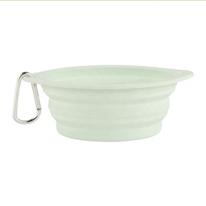 Wholesale Customize 2 in 1 Modern Solid Travel Pet Water Foldable <b>Portable</b> Collapsible Rounded Manual Silicone <b>Dog</b> <b>Bowl</b> - Product Image 4