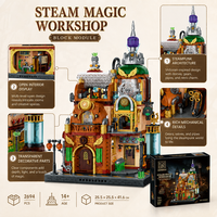 Coffret de Construction Magique à la Vapeur : Briques Modélisées, Jouets Cadeaux Unisexe, 2694 Pièces, Blocs de Construction en Plastique DIY, Kit de Modélisation de Scène Urbaine pour Enfant