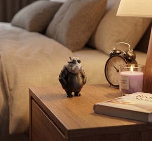 Figurine d'hippopotame imprimée en 3D, sculpture animale originale, décoration de bureau moderne, ornement de bureau, jouet lunettes de soleil tactiques, cadeau personnalisé - Product Image 4