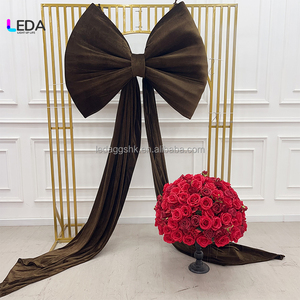 LEDA Custom Size Color Large Bow Backdrop <b>Decor</b> Trailing <b>Ribbon</b> Red Velvet Bow for Wedding Party - Product Image 2