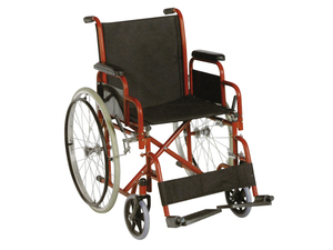 Silla de Ruedas de Tela Negra Resistente al Desgaste con Marco Rojo, Soporte Cruzado Estable y Diseño Antivuelco - Product Image 4