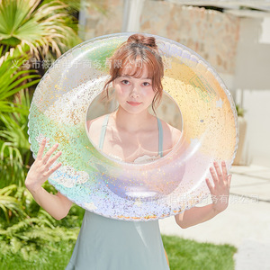 Anillo de natación inflable para adultos, diseño grueso con purpurina, para uso en piscinas y parques acuáticos - Product Image 4