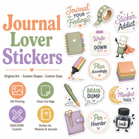 Autocollants personnalisés découpés sur mesure pour journal, papeterie, motifs floraux, autocollants imprimés avec logo amovible pour insert de boîte d'abonnement