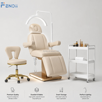 Lit de massage moderne de luxe, électrique, avec base LED dorée, en cuir PU, pour salon de beauté et esthéticienne