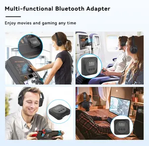 Alta Qualidade Nova Versão BT5.2 Transmissor de Áudio Sem Fio Bluetooth Aeroplano Portátil Jack 3.5mm