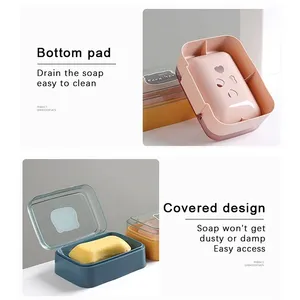 Boîte à Savon Mignonne en Forme de Dessin Animé avec Couvercle Transparent, Étui Portable et Étanche pour Drain de Salle de Bain - Product Image 3