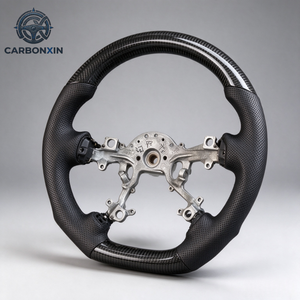 Volant en fibre de carbone forgé sur mesure pour Mitsubishi Pajero V73 V93 V97 Gen 3 (2018-2021) avec grip sport en Alcantara et cuir - Product Image 1
