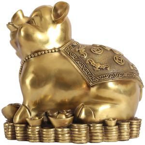 Copper World Brass Pig Figurine Large Size Handmade Home Decoration Living Room <b>Ornament</b> Gift - Product Image 4