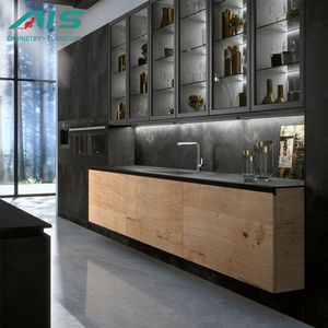 Italy solutions – ensemble d'armoires chauffantes de <span class=keywords><strong>façade</strong></span>, ensemble d'armoires de cuisine en verre de couleur noire avec ensemble d'île - Product Image 3