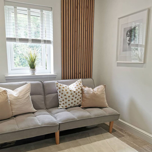 Panneaux muraux 3D en <span class=keywords><strong>bois</strong></span> d'intérieur HAORAN, panneaux acoustiques en <span class=keywords><strong>bois</strong></span> massif cannelés, panneaux acoustiques en MDF polyester à lattes larges - Product Image 6
