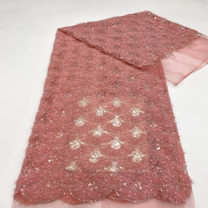 Cordón peludo + cuentas + bordado de lentejuelas, vestido sencillo, ropa, zapatos, bolsos, sombreros, tela <span class=keywords><strong>con</strong></span> bordado de cuentas - Product Image 5