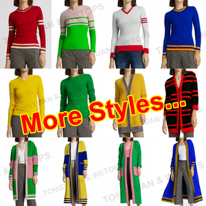 BSCI Custom Knit <strong>Ladies</strong> Sweater <strong>Cardigan</strong> Red and <strong>White</strong> Greek Letters Chenille Patch Sorority Sweater - Product Image 3