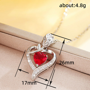 Collana con ciondolo a forma di cuore di rosa per donna, elegante catena per clavicola, gioiello alla moda, idea regalo - Product Image 5
