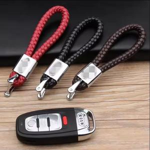 Wholesale Leather Braided <b>Rope</b> Car Keychain High Quality Hand-woven PU Metal Keychain Car Pendant - Product Image 3