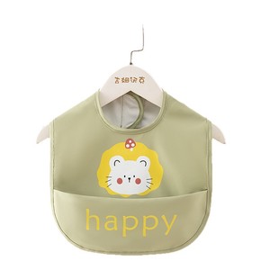 Bavoir de repas pour enfants, style tablier, imperméable, sans manches, fermeture Velcro, design réversible, motif dessin animé, idéal pour l'alimentation - Product Image 1