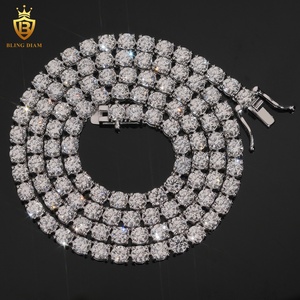 Hip-Hop Maßgefertigter Schmuck 3mm 4mm VVS Labor-Gezüchteter Diamant 925 Sterling Silber Tennis-Kette Halskette für Männer - Product Image 5