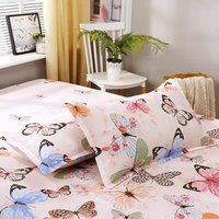 Parure de lit 4 pièces en microfibre douce à imprimé floral de Noël, anti-boulochage, impression réactive, 600 fils/cm², drap plat et housse de couette