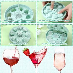 High Quality 3D Rose Ice Mold 1.4 Inch <b>Silicone</b> Flower Ice Cube Trays for <b>Baking</b> Freezing Customizable Logo Great Cone Holder - Product Image 5