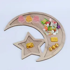 Ahşap ay festivali beşgen yıldız tepsisi meyve tabağı bisküvi festivali dekorasyon süsler