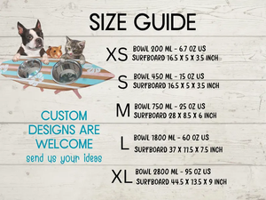 JUNJI kişiselleştirilmiş ahşap köpek kase tutucu Surfboard temalı besleme kedi Pet plaj aşk tarzı çanak gıda tutucu için standı - Product Image 4
