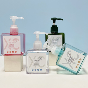 Distributeur de savon en plastique, 4 pièces, bouteilles carrées pour shampoing, savon, ambre, noir, avec pompe à mousse florale, 150ml, 250ml, 450ml - Product Image 4