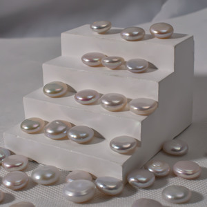 Perles de culture d'eau douce naturelles blanches, perles baroques à bouton, à forte brillance unilatérale, pour la fabrication de bijoux en gros - Product Image 2