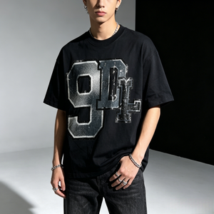 Camisetas de Manga Corta para Hombre, Estilo Urbano, Oversize, Tejidas, Gruesas, 100% Algodón, Transpirables, Casuales, Vintage - Product Image 1