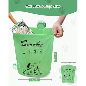 Custom Biodegradable <b>Cat</b> Litter Liners Poop Drawstring Bags Pet Waste Disposal Litter <b>Boxes</b> <b>Cat</b> Shovel Garbage Bag with Handle - Product Image 2