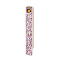 Briquet rechargeable décoré de strass - Briquet électrique fin à fil de tungstène, briquet diamanté pour femmes et cadeaux