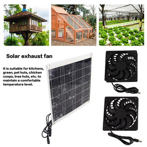 Lan Aoyue Solar Panel 20W Monocrystalline Dual <b>Fans</b> Pet House Radiator Outdoor Ventilation - Product Image 3