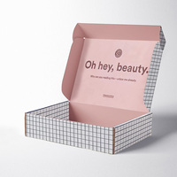 Boîte rigide portable rose en carton ondulé avec logo personnalisé et doublure en éponge pour l'expédition de produits cosmétiques (soins de la peau, huiles essentielles, crèmes pour le visage)
