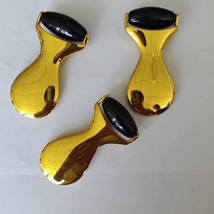 Rouleau de massage en pierre de jade avec poignée en alliage de zinc, obsidienne noire naturelle et quartz rose - Product Image 2