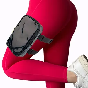 Bolsa de coxa holográfica com logotipo personalizado para carnaval, bolsa de perna à prova d'água para mulheres, bolsa de cintura fitness para celular e academia