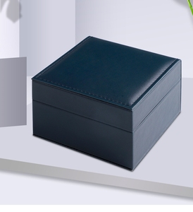 New Luxury Dark <b>Blue</b> PU Leather Watch <b>Box</b> Single Watch <b>Storage</b> Case High Quality Square Dustproof Watch <b>Box</b> with Soft Lining - Product Image 3