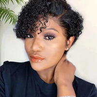 Perruque Lace Front HD Transparente 13x4 Cheveux Humains Naturels Bouclés Pixie Noir Naturel pour Femmes Noires Usage Quotidien Tendance