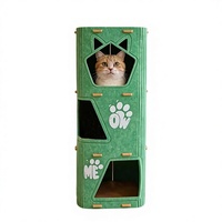 Lit pour chat en feutre multicouche, château pour chat à trois étages, rectangulaire, pour intérieur, vente en gros d'usine, multicolore, utilisable en toutes saisons, cachette pour chat